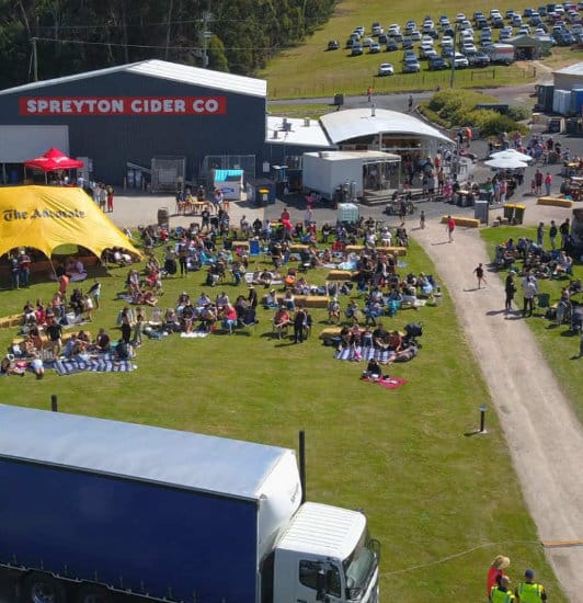 Arial View of festival at Spreyton Cider Tasmania