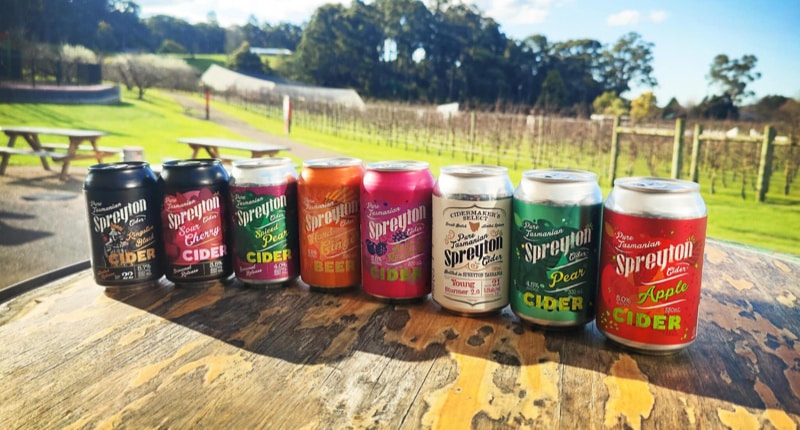 Spreyton Cider Cans Lined up